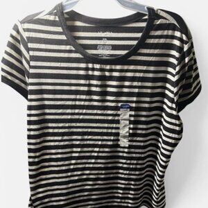 Arizona Jean Co. Women's XXL Striped Black White Crew Neck Short Sleeve T-Shirt